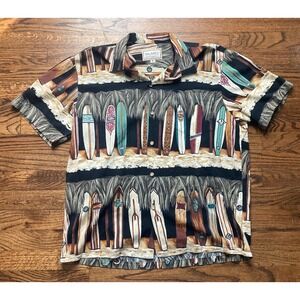Vintage RJC Kalaheo Hawaiian Shirt Mens Large Surfboards Short Sleeve Button Up